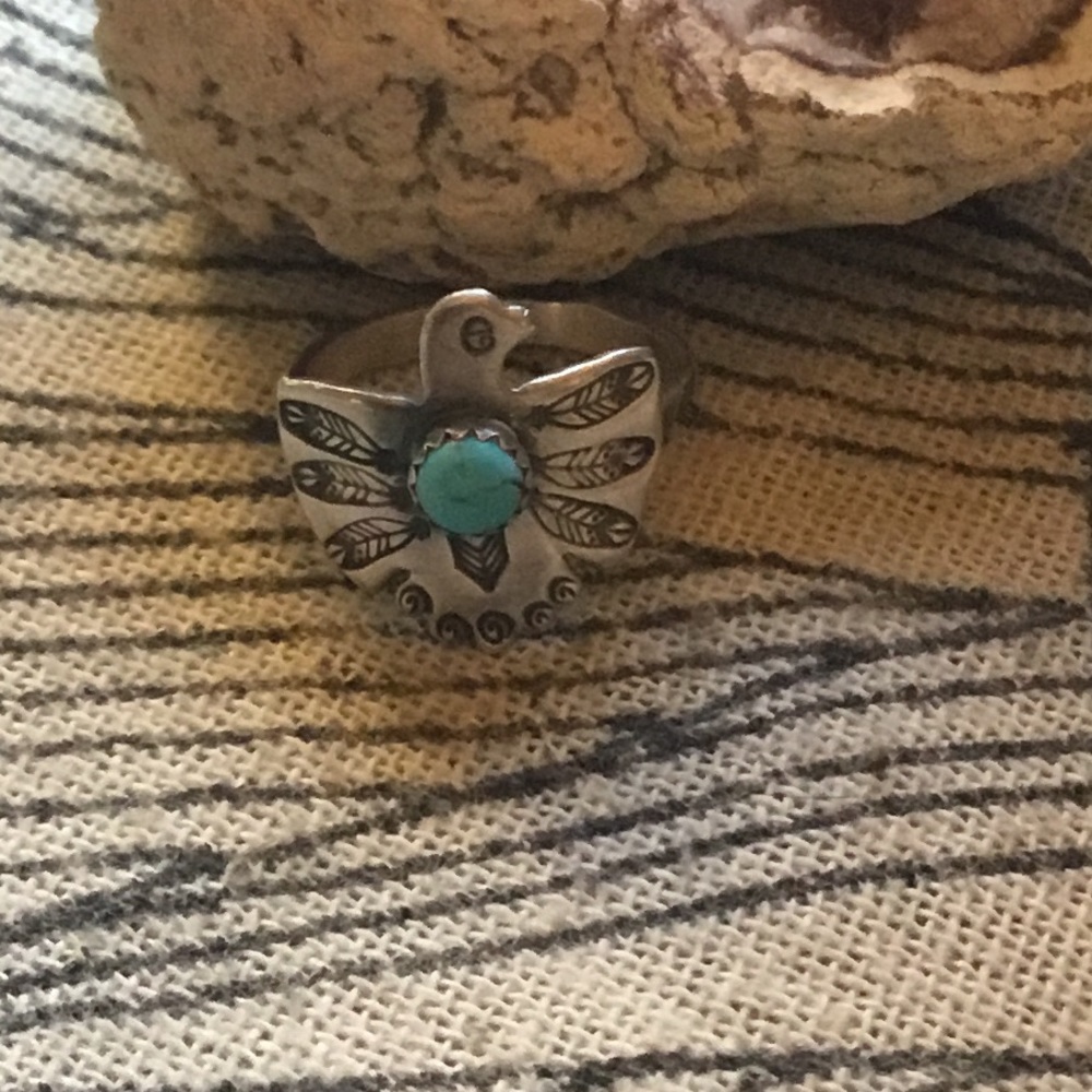 Sterling Silver ThunderBird Turqo. Ring  Size 8